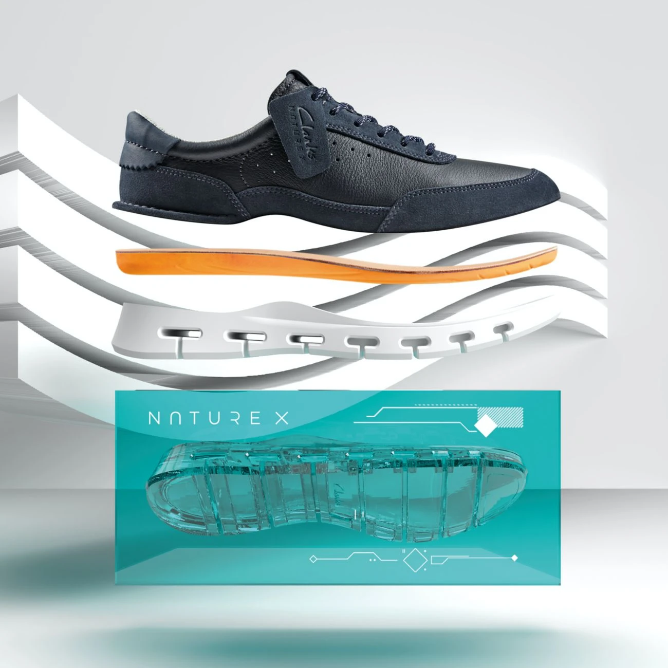 Clarks Nature X One Navy Combination - Image 5
