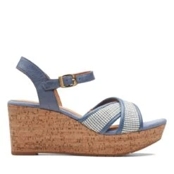 Clarks Elleri Plum Denim Blue Leather